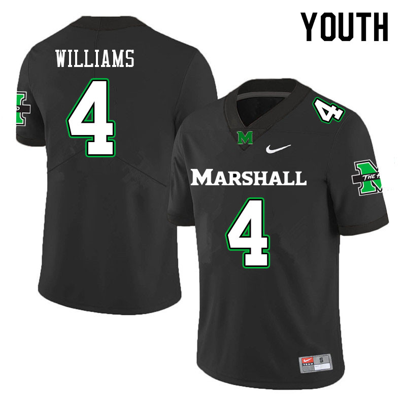 Youth #4 Leanthony Williams Marshall Thundering Herd College Football Jerseys Sale-Black